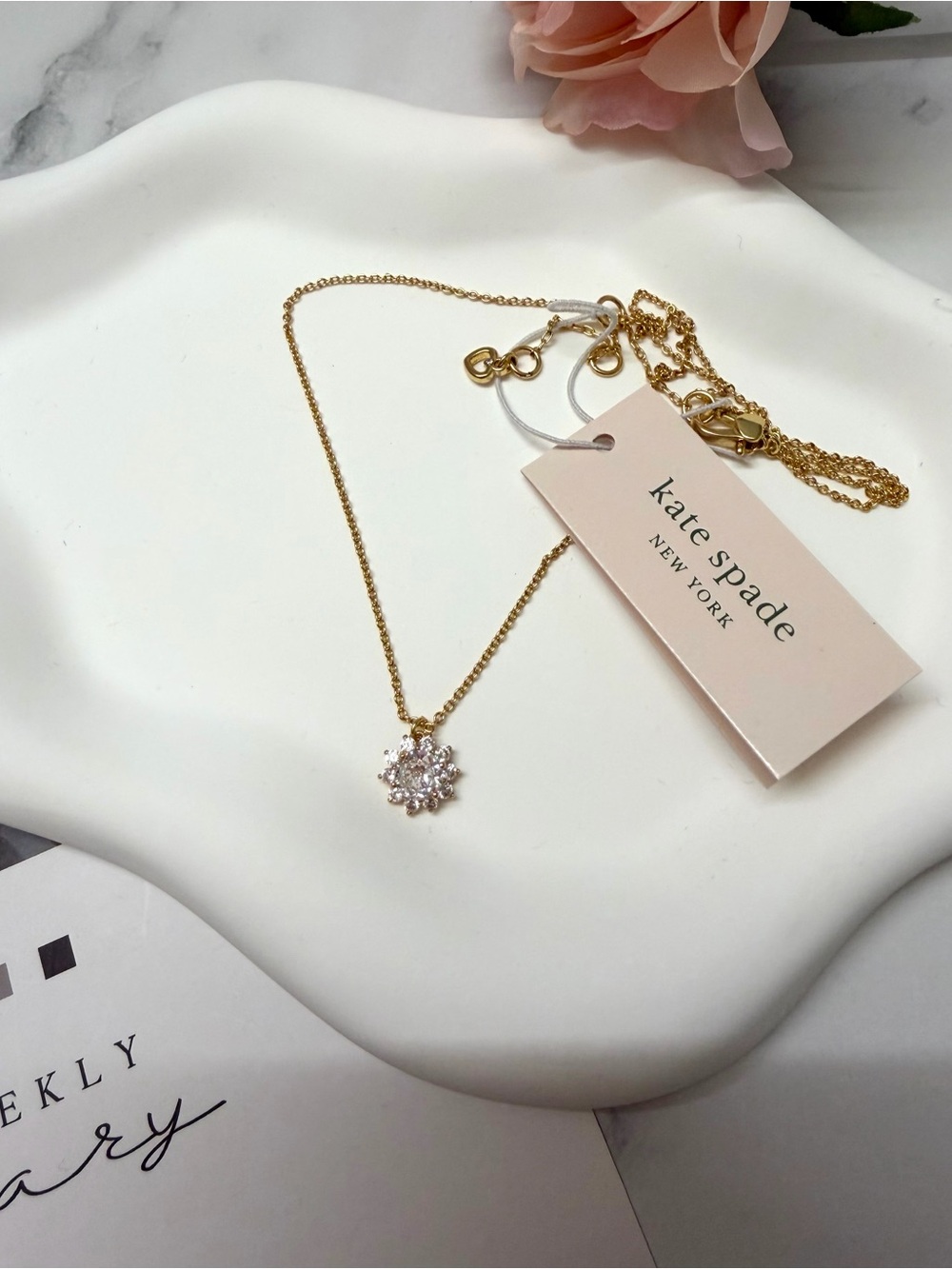 kate spade Gold Crystal Floral Cluster Necklace
